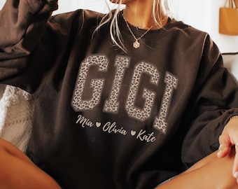 Custom Gigi Sweatshirt Leopard Print Grandma Sweatshirt Gigi Gifts For Gigi Personalized Gift Christmas Grandma Present Mothers Day