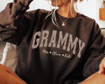 Custom Grammy Sweatshirt Leopard Print Grandma Sweatshirt Grammy Birthday Gifts New Grammy Gift Promoted To Grandma