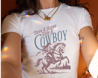 Sparen Sie Ein Pferd Fahrt ein Cowboy Baby T-Shirt Land Shirt Ich liebe Cowboys Shirt Cowboy TShirt T-Shirt Y2k Shirt Western Shirt Cowgirl Shirt Letzte Rodeo
