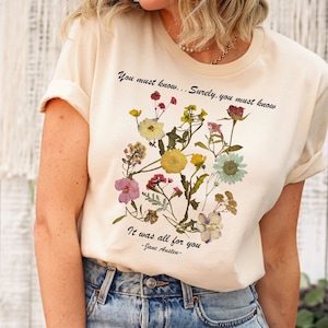 Pride And Prejudice T Shirt Jane Austen T Shirt Jane Austen Gifts Bookish TShirt Light Academia Shirt Book Lover Gift Classic Literature Top
