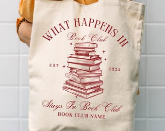 Book Club Personalized Tote Bag Custom Book Lover Gift Bookish Tote Personalized Gift For Book Lovers Reading Club Book Bag Reading Bag