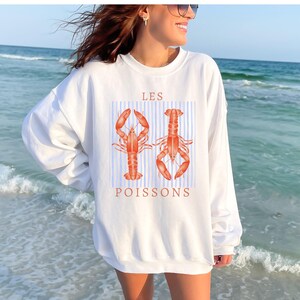 Lobster Sweater Lobster Sweatshirt Maine Sweatshirt Fisherman Aesthetic Preppy Stuff Cape Cod Fisherman Sweater Trendy Sweatshirt Vintage