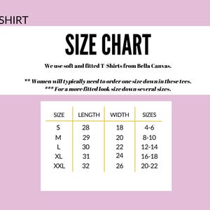 K&ouml;nnte beinhalten: Eine Gr&ouml;&szlig;entabelle f&uuml;r T-Shirts, mit Ma&szlig;en in Zentimetern. Die Tabelle umfasst die Gr&ouml;&szlig;en S bis XXL, mit entsprechenden L&auml;ngen, Breiten und deutschen Gr&ouml;&szlig;en. Der Text erw&auml;hnt die Verwendung von Bella Canvas T-Shirts.