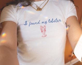 She Found Her Lobster Bachelorette Baby Tee Maine Bachelorette Party Shirt Coastal Bachelorette Fishing Bach Shirt Caught Up In Love Bridal