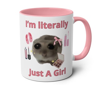 Taza de hámster triste Soy solo una taza de niña Soy literalmente solo una niña TikTok Meme Lindo café Y2k Taza Viral Meme Taza Divertido Viral Meme Gen Z Taza