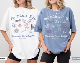 Red White and I Do Bachelorette Shirts Fourth Of July Bachelorette Custom 4th Of July Last Night Of Independence USA Bach Party Bride To Be