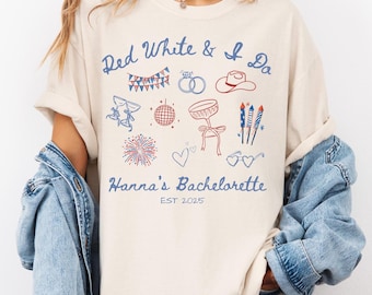 Red White and I Do Bachelorette Shirts Fourth Of July Bachelorette Custom 4th Of July Last Night Of Independence USA Bach Party Bride To Be
