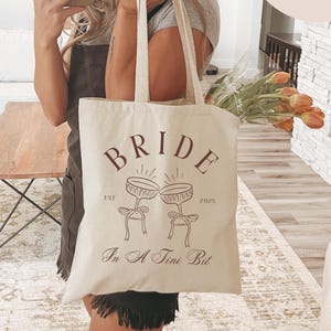 A Bride In A Tini Bit Tote Espresso Martini Themed Bachelorette Party Espresso Martini Bride Tote Espresso Martini Bachelorette Bach Trip
