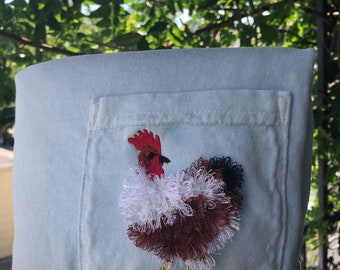 Fluffy Chicken Embroidered Shirt