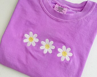 comfort color daisy embroidered shirt
