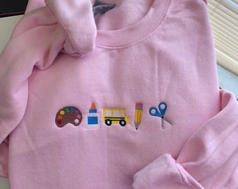school teacher embroidered crewneck