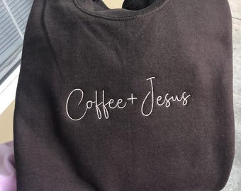 Jesus + Coffee Gildan Crew neck (Embroidered) (Gildan)