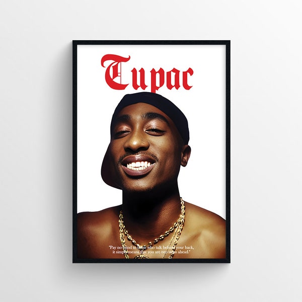 Affiche Tupac | Art hip-hop | Minimaliste | Décoration d'intérieur | Inspiration | Impression murale | Art mural | Accueil | Bureau | Décoration de chambre à coucher | millésime