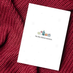 Akwarela Tis The Damn Season Wydrukuj Kartkę z życzeniami | Pobieranie cyfrowe | Święta | Christmas-Hostess-Cute | Puste wnętrze | Sztuka do druku