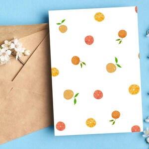 Carte de voeux imprimable d'agrumes à l'aquarelle | Téléchargement numérique | Toute carte d'occasion | Merci, cadeau d'hôtesse | Blanc à l'intérieur | Art imprimable