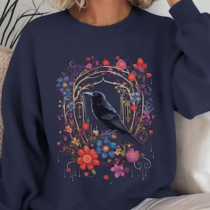 Whimsigoth floral crow sweatshirt