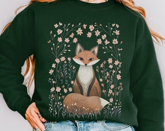 Floral Fox Sweatshirt, Cottagecore