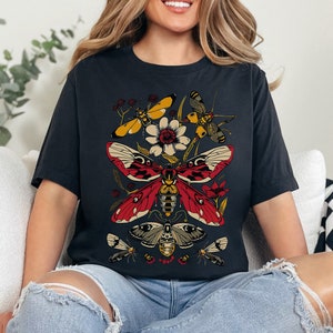 Insect shirt, bugs shirt, moth shirt, botanical art illustration shirt