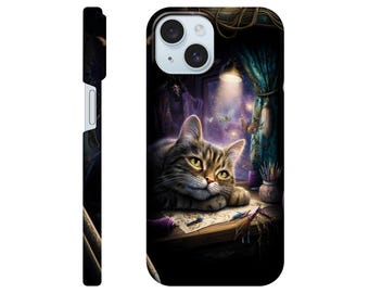 Magic Cat Illustration Phone Case – Whimsical Slim Cover