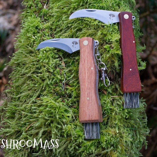 Folding Mushroom Knife with Brush and compass, Foraging Knife