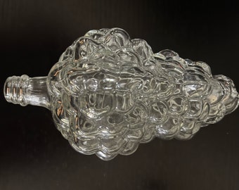 Vintage Turkish Glass Grape Cluster Figural Bottle with Screw Top,  ralMade in Turkey 1970s, Grappe Decanter, Flask (8 Available)