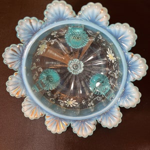 Northwood Klondyke Opalescent Vaseline Glass Bowl