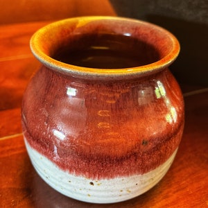 Signed Studio Pottery Small Crock with Oxblood Red Glaze