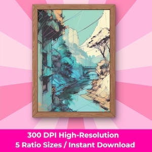 Futuristic Cityscape Art Print - Modern Urban Wall Decor Digital Download