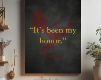 It's Been My Honor Liam Dragon Quote Poster Iron Flame Wall Art Print Booktok Livingroom Decor Onyx Storm Art Dragon Decor Gift For Her
