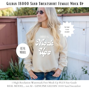 Gildan 18000 Mockup | Gildan Sand Sweatshirt Mockup | Sweatshirt Model Mockup | Gildan Sand | 18000 Sand | Real Model |  back Mockup