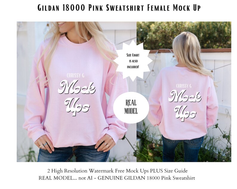 Gildan 18000 Mockup Gildan Pink Mockup Sweatshirt Model Mockup Gildan ...