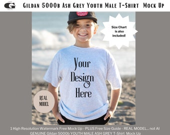 Gildan 5000B Tshirt Mockup, Youth Kids T-shirt Mockup, Gildan 5000B Tee, Gildan 5000B Child Youth Tee Mockup JPG gildan 5000b ash grey mock