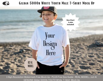 Gildan 5000B Tshirt Mockup, Youth Kids T-shirt Mockup, Gildan 5000B Tee, Gildan 5000B Child Youth Tee Mockup JPG gildan 5000b White Mockup