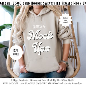 Gildan 18500 Mockup | Gildan Light Sand Mockup | Sweatshirt Model Mockup | Gildan Light Sand | 18500 Light sand |  Real Model | Mockup 18500