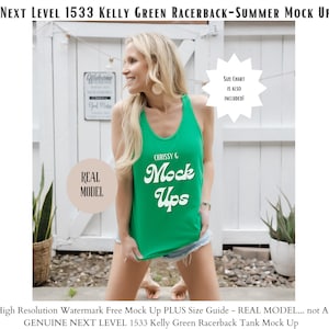 Summer Next Level 1533 Racerback Tank Top Mockup, NOT AI, Mock Up, Mom Mock Up, Next Level 1533 Mock-ups, New Shop Bundle, Kelly Green
