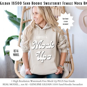 Gildan 18500 Mockup | Gildan Light Sand Mockup | Sweatshirt Model Mockup | Gildan Light Sand | 18500 Light sand |  Real Model | Mockup 18500