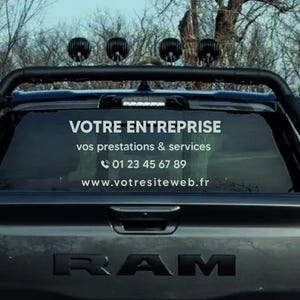 Autocollant personnalisé entreprise - Flocage professionnel vitrine ou véhicule - Lettrage adhésif publicitaire - Vinyle sur-mesure