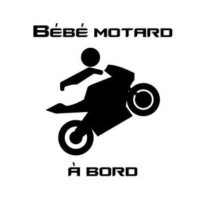 Naklejka Baby Biker on Board 15 × 13 cm, Naklejka na samochód motocykl, Projekt dziecięcego Wheelie Rider, Bezpieczeństwo na przedniej szybie