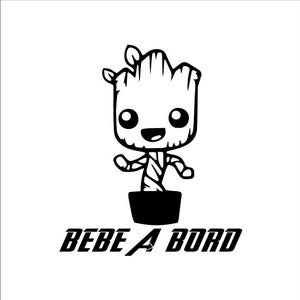Autocollant “Bébé à Bord” Groot – Sticker voiture 15 × 13 cm vinyle – Bébé Groot Marvel Gardiens De La Galaxie pour vitre arrière