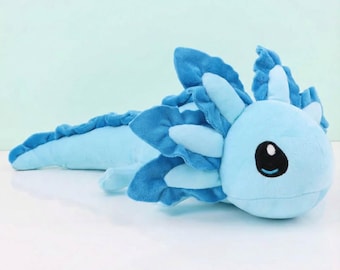 Blauwe Axolotl-pluche 18 in-Axolotl-knuffel, kawaii baby Axolotl-knuffel wandelende vis Mexicaanse salamander cadeau speelgoed