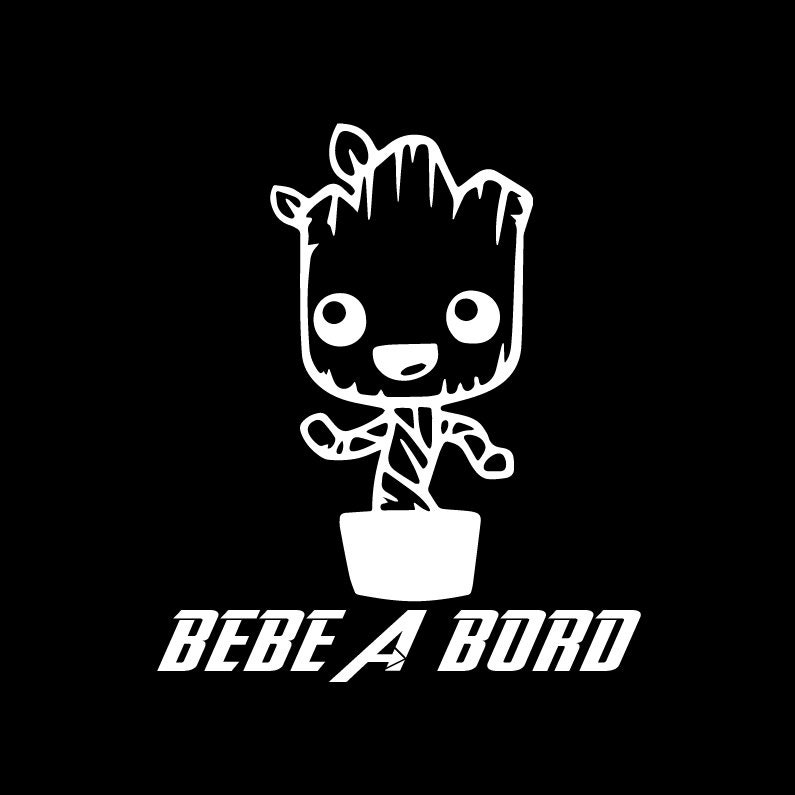 STICKER BEBE GROOT A BORD J0110 Noir Mat