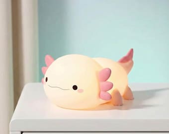 Roze Axolotl-nachtlampje – siliconen kinderkamerlamp, oplaadbaar via USB