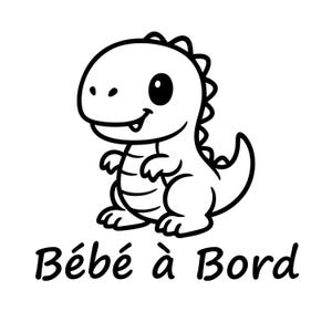 Dinosaurier-Aufkleber „Baby an Bord“ – 14 x 15 cm großer Vinyl-Aufkleber für Heckscheibe, Auto, Karosserie – süßes Baby-Dino-Design