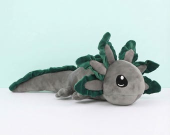 Grijze axolotl pluche 18 in-kawaii axolotl knuffeldier, axolotl knuffel wandelen vis Mexicaanse salamander speelgoed, schattig axolotl cadeau