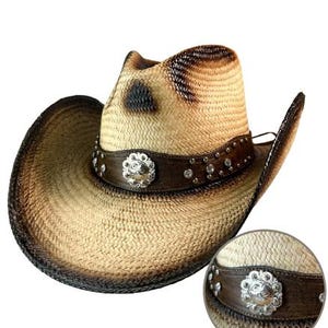 Silver Concho Cowboy Hat, Durable Cowboy Hat, Western Hat Straw, Handmade Hat, Cowgirl Hat, Straw Cowboy Hats for Women, Honey