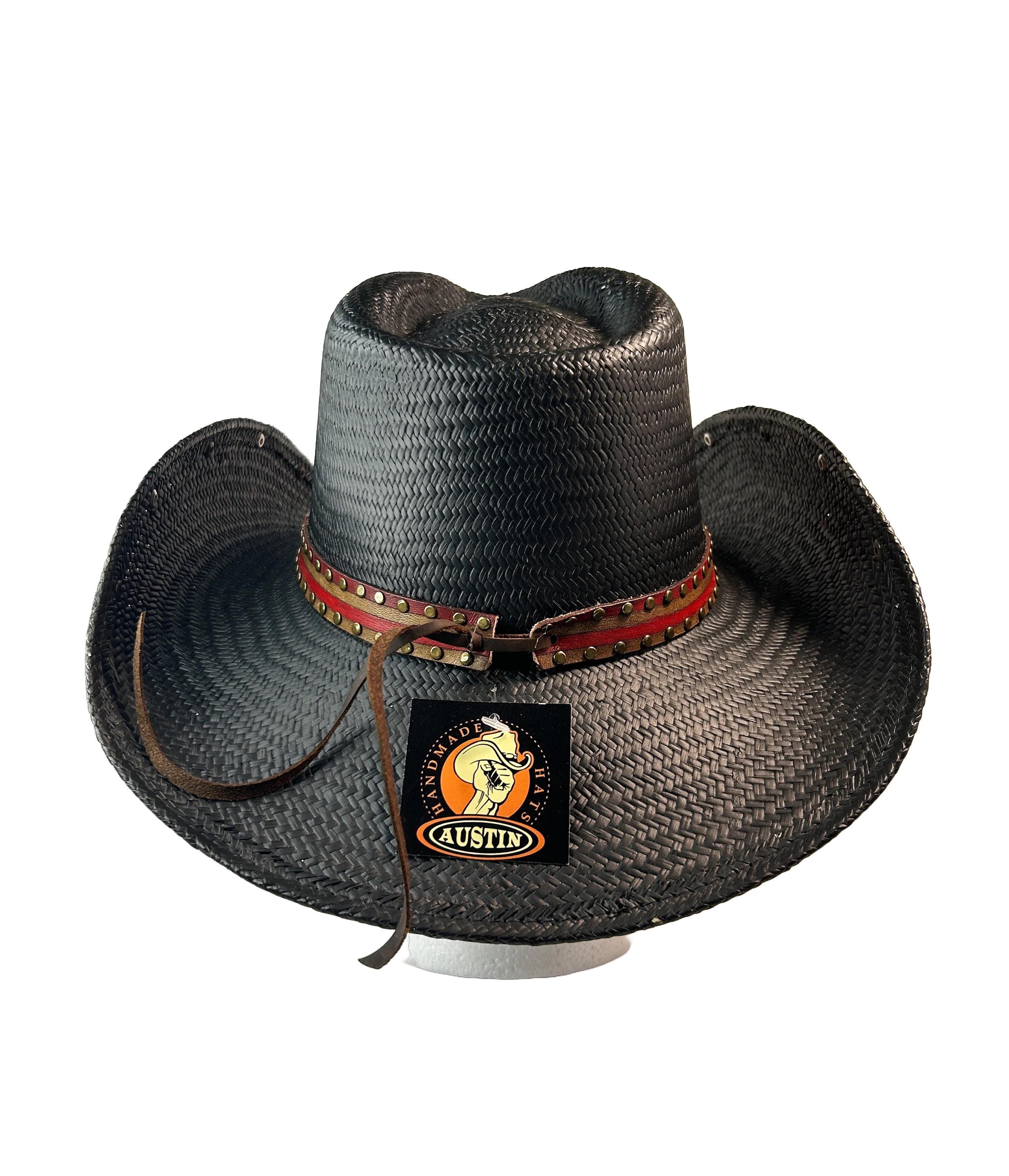 Harley Davidson Straw Cowboy Hat Biker Western Boho Black Sash Made in USA Small VINTAGE Harley Davidson Hat Cap Men main image 4