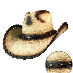 Beige Cowboy Hat, Durable Cowboy Hat, Cowboy Hat USA, Western Hat Straw, Western Hat Leather, Unisex Hat