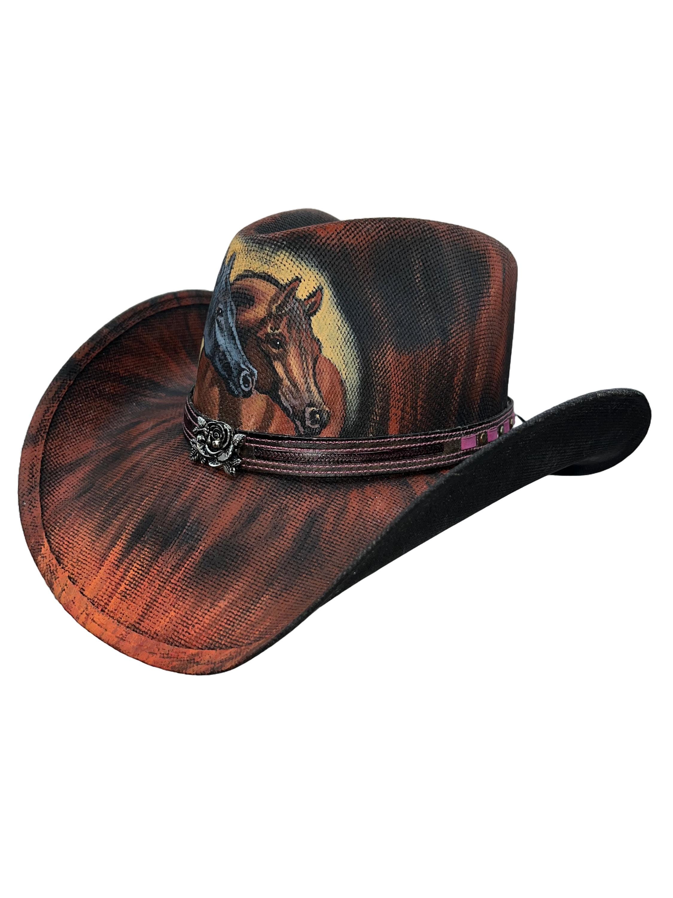 Cow girl / cow boy hat fully adjustable with 4 interchangeable hat bands Skicuff Interchangeable Cowgirl Hat Set Straw Cowboy Hat for  main image 3