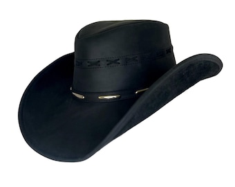 Chapéu de couro estilo cowboy, chapéu western de couro preto, chapéu de cowboy resistente, chapéu de cowboy para motociclista, chapéu feito à mão, chapéu western masculino, chapéu unissex, Twister