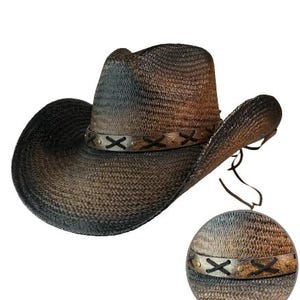 Cowboy Straw Hat Cowgirl Brown Straw Hat | Cowboy Hat Western | Fashion Hats | Concert Hat | Country Hat | Tucson Hat | Austin Handmade Hats